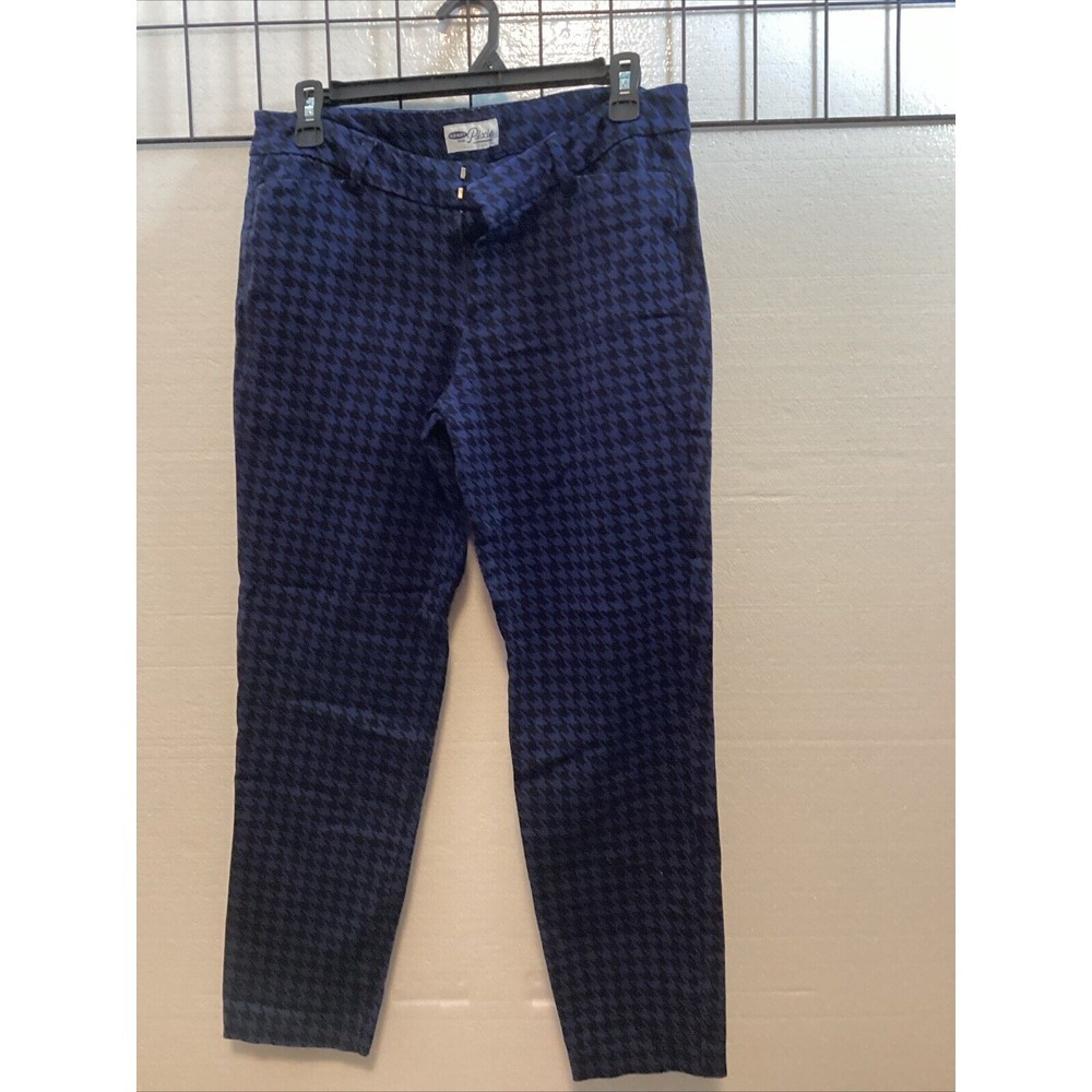 Old Navy Women 8 Pants Blue Plaid Pixie High Rise Slim Pockets 58841